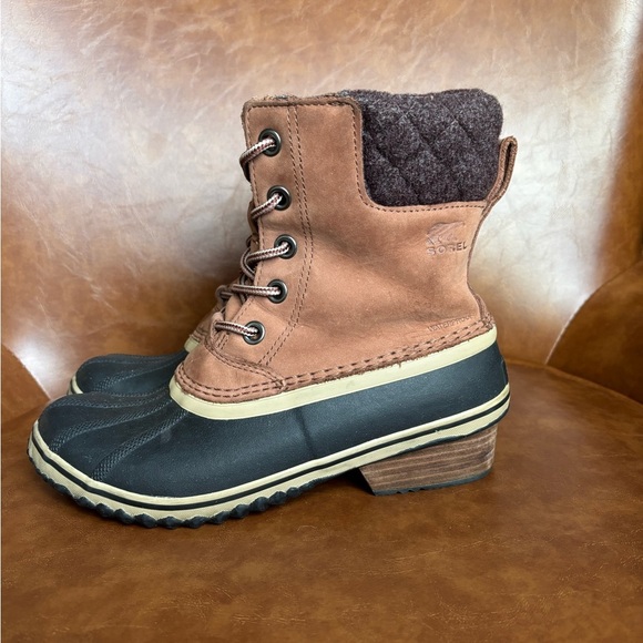 Sorel Slimpack II Lace Leather Winter waterproof duck boots Preppy Size 10 - Picture 4 of 9